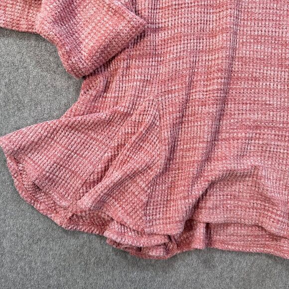 Anthropologie Postmark Cowl Neck Sweater Women's Medium Pink Waffle Knit Flowy - Picture 3 of 8